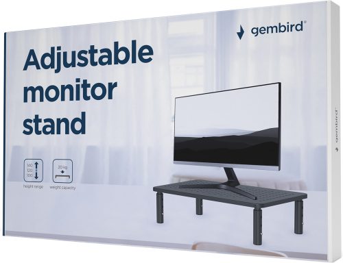 Gembird asztali monitor tartó állvány, acél, állítható, max. 20kg, 370x235x120mm