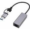 Gembird gigabit USB LAN adapter Type-C dugóval + Type-A átalakítóval