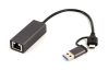 Gembird gigabit USB LAN adapter Type-C dugóval + Type-A átalakítóval