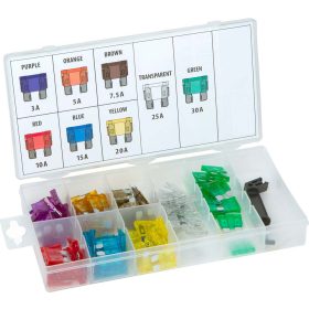   Késes biztosíték készlet, normál méret, 97db-os, 3-30A, kiszedő szerszámmal