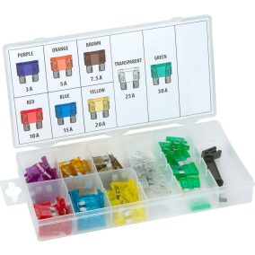   Késes biztosíték készlet, normál méret, 97db-os, 3-30A, kiszedő szerszámmal