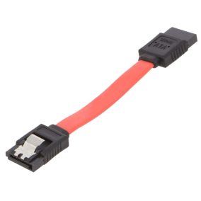 SATA adatkábel 10cm, egyenes dugókkal, fémklipes