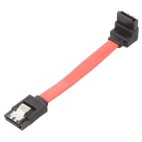   SATA adatkábel 10cm, egyik végén 90°-os csatlakozóval, fémklipes