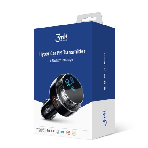 3mk Hyper Car FM Transmitter 30W-os töltővel
