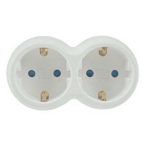   Hálózati elosztó, 2db földelt aljzat, fehér-szürke, gyermekvédelemmel