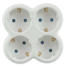   Hálózati elosztó, 4db földelt aljzat, fehér-szürke, gyermekvédelemmel