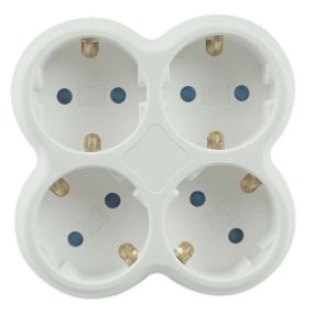   Hálózati elosztó, 4db földelt aljzat, fehér-szürke, gyermekvédelemmel