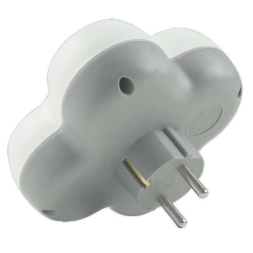 Hálózati elosztó, 4db földelt aljzat, fehér-szürke, gyermekvédelemmel