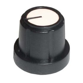   Potenciométer forgató gomb, 6-os tengelyre, jelöléssel, fehér, 15mm/20mm