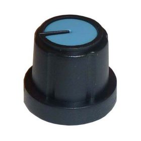   Potenciométer forgató gomb, 6-os tengelyre, jelöléssel, kék, 15mm/20mm