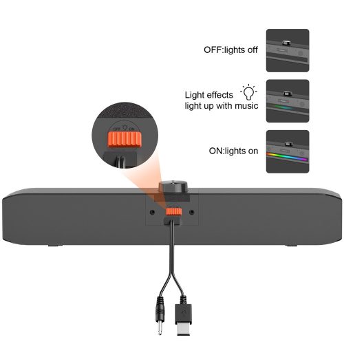 Meetion MT-SP1001 RGB LED soundbar (USB+jack)