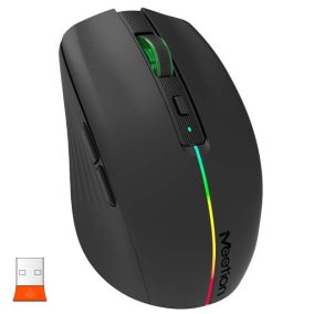   Meetion Dual Mode vezeték nélküli egér, RGB LED, fekete (2.4Ghz + Bluetooth)