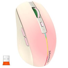   Meetion Dual Mode vezeték nélküli egér, RGB LED, pink (2.4Ghz + Bluetooth)