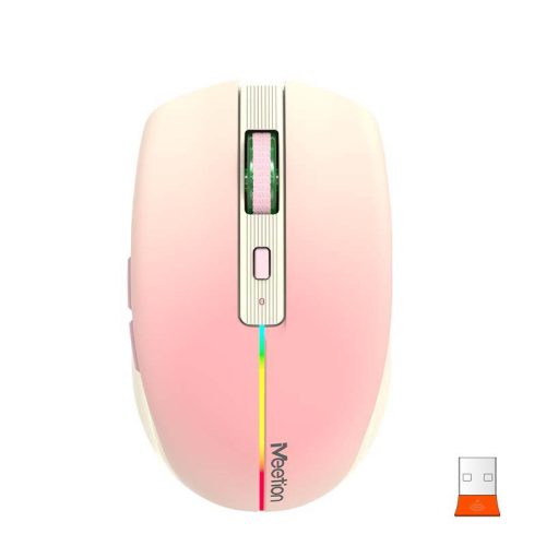 Meetion Dual Mode vezeték nélküli egér, RGB LED, pink (2.4Ghz + Bluetooth)
