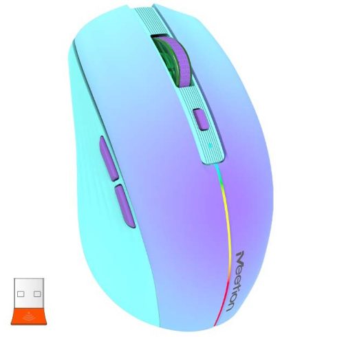 Meetion Dual Mode vezeték nélküli egér, RGB LED, lila (2.4Ghz + Bluetooth)
