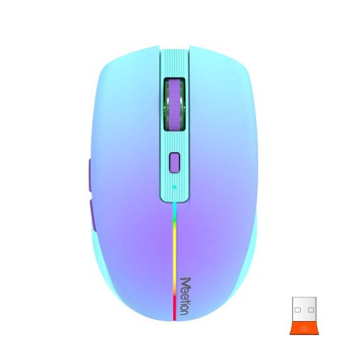 Meetion Dual Mode vezeték nélküli egér, RGB LED, lila (2.4Ghz + Bluetooth)