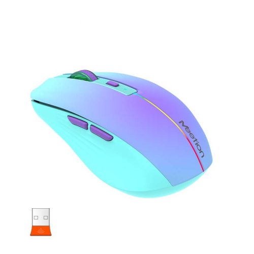 Meetion Dual Mode vezeték nélküli egér, RGB LED, lila (2.4Ghz + Bluetooth)