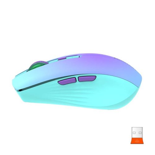 Meetion Dual Mode vezeték nélküli egér, RGB LED, lila (2.4Ghz + Bluetooth)