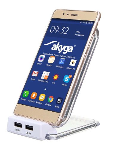 Akyga asztali vezeték nélküli okostelefon töltő (fehér)