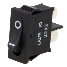   Billenő kapcsoló, szögletes, fekete, 1 körös, 2 állású, 2 láb, 250V 6A, 19x6.5mm