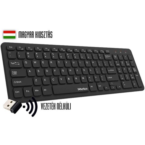 Meetion WK410 vezeték nélküli billentyűzet (fekete, HUN)