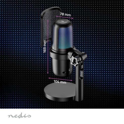 Nedis Streaming Microphone With RGB Lighting multimédiás asztali gamer mikrofon