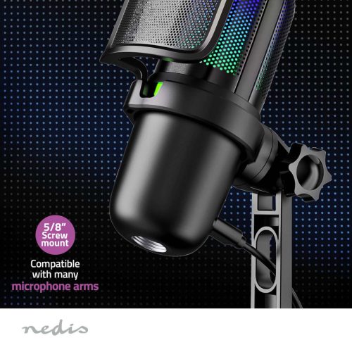 Nedis Streaming Microphone With RGB Lighting multimédiás asztali gamer mikrofon