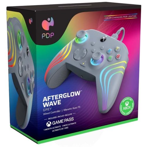 PDP Afterglow Wave szürke vezetékes RGB LED XBOX kontroller + ajándék Game Pass