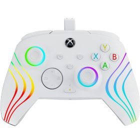   PDP Afterglow Wave fehér vezetékes RGB LED XBOX kontroller + ajándék Game Pass