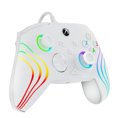 PDP Afterglow Wave fehér vezetékes RGB LED XBOX kontroller + ajándék Game Pass