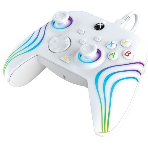 PDP Afterglow Wave fehér vezetékes RGB LED XBOX kontroller + ajándék Game Pass