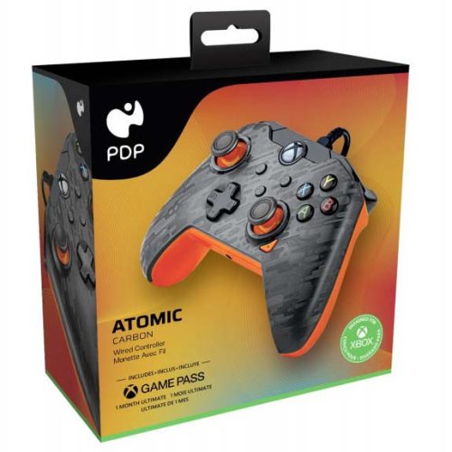 PDP Atomic Carbon fekete vezetékes XBOX kontroller + ajándék 1 hónapos Game Pass