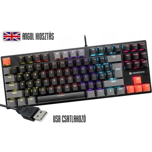 Tracer GameZone Blade 87 USB 75% TKL mechanikus billentyűzet (fekete, ENG)
