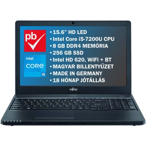 Fujitsu Lifebook A557 15.6" felújított prémium használt laptop (Core i5, 8GB RAM, 256GB SSD)