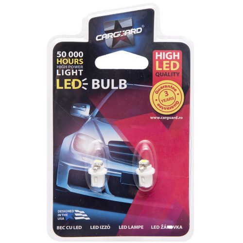 Műszerfal háttérvilágítás LED, B8.5d, 12V, 0.25W, 18lm, 6000K, hidegfehér, 2db-os csomag