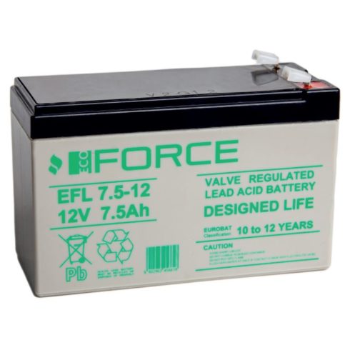 ECO FORCE 12V 7.5Ah ólom-savas akkumulátor (élettartam: 10-12 év)