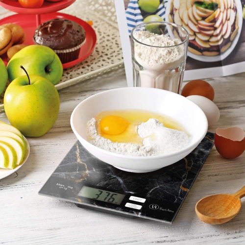 Vog & Arths digitális konyhai mérleg (fekete márvány design, max. 5kg)