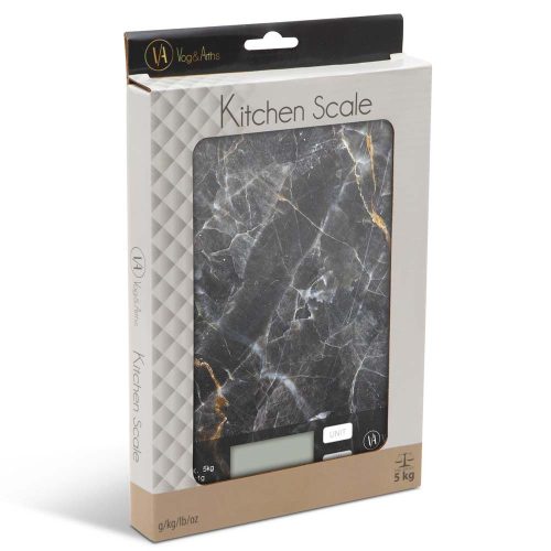 Vog & Arths digitális konyhai mérleg (fekete márvány design, max. 5kg)