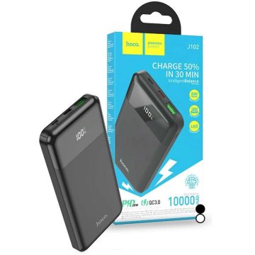   Hoco J102 hordozható akkumulátor, powerbank (10000mAh, fekete)