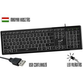   Genius Slimstar 820 fehér LED háttérvilágítású USB billentyűzet (fekete, HUN)