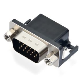   D-SUB csatlakozó, apa, 15 pin, 3 soros, 90°-os, forrasztható, ház nélkül