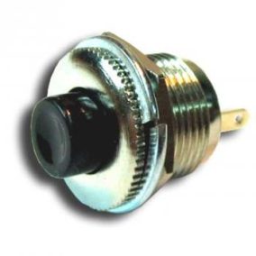 Nyomógomb, kerek, 1 körös, 2 láb, fekete, furat: 12mm