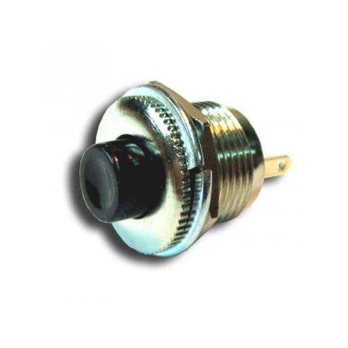 Nyomógomb, kerek, 1 körös, 2 láb, fekete, furat: 12mm