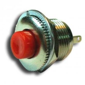 Nyomógomb, kerek, 1 körös, 2 láb, piros, furat: 12mm