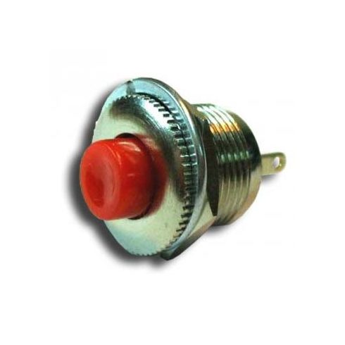 Nyomógomb, kerek, 1 körös, 2 láb, piros, furat: 12mm