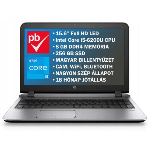 HP ProBook 450 G3 15.6" felújított prémium használt laptop (Core i5, 8GB, 256GB)