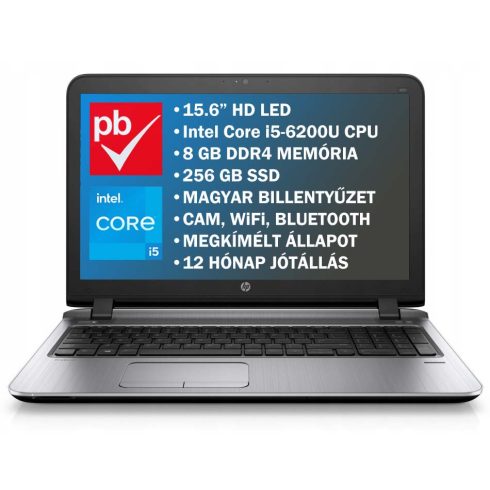 HP ProBook 450 G3 15.6" felújított prémium használt laptop (Core i5, 8GB, 256GB)