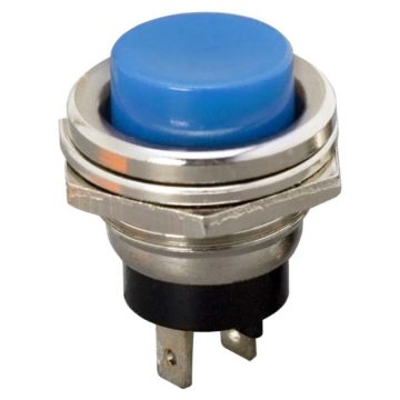Nyomógomb, kerek, 1 körös, 2 láb, kék, 250V 2A