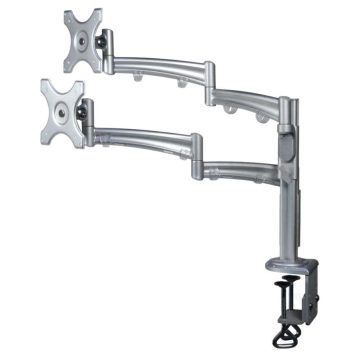   NBR asztali dupla monitor tartó állvány, acél, állítható, 5kg, 75x75, 100x100