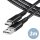 USB 2.0 A-C összekötő kábel, 2.0m, fekete, fonott bevonat, tépőzáras kötegelővel